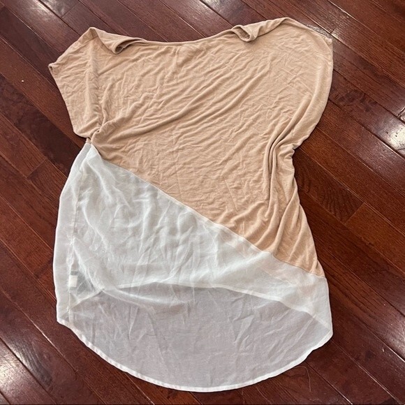 Bebe mocha and sheer white top size medium - Picture 3 of 4